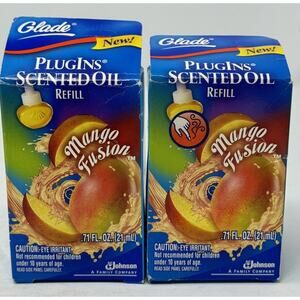 (3) Glade MANGO FUSION Plugins Scented Oil Refills Brand New